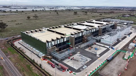 Aerial view of data center construction site Stock Footage 337810189