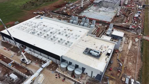 Aerial view of data center construction site development Stock-Footage 340503694
