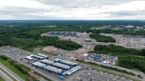 Aerial view of data center construction site in Kirkkonummi, Finland. Stock Footage 345003511
