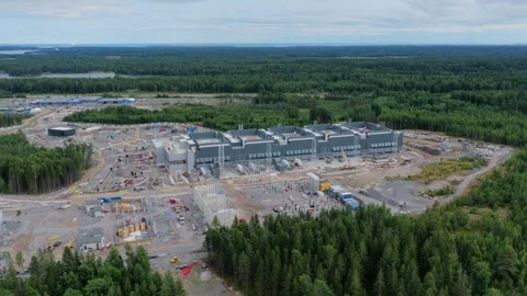 Aerial view of data center construction in Finland. Stock Footage 345003542
