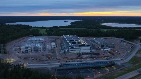 Aerial view of data center construction site in Espoo, Finland. Stock Footage 345070315