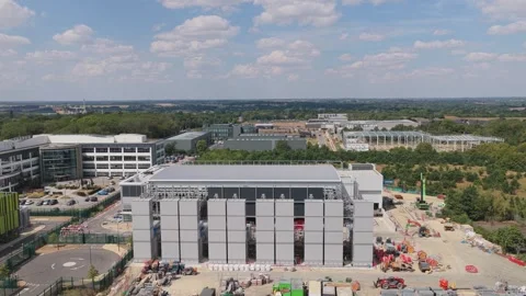 Aerial View of Data Center Construction Site Showing Infrastructure Development Stock Footage 345681735