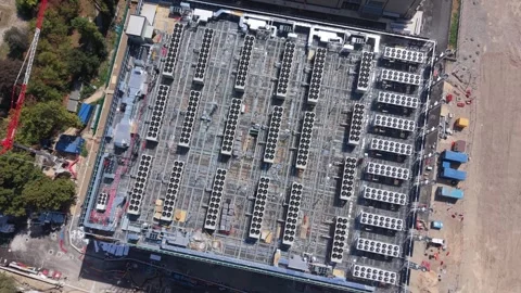 Aerial view data center construction site. Milan, Italy. Stock Footage 346013810