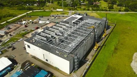 Aerial view of a data center during construction Stock Footage 342518237