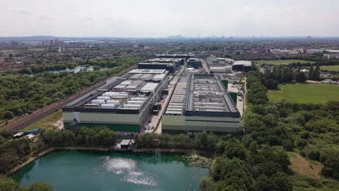 Aerial view of data center facility in London, United Kingdom. Stock Footage 337865168
