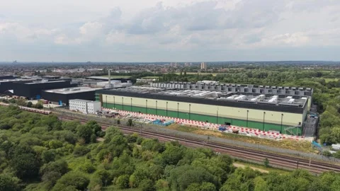 Aerial view of a data center facility in London, United Kingdom. Stock Footage 337866181