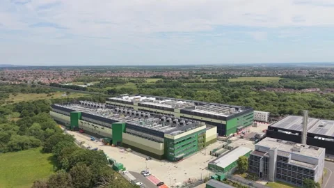 Aerial view of data center facility in London, United Kingdom. Stock Footage 337866660