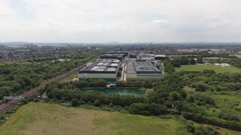 Aerial view of a data center facility in London, United Kingdom. Stock Footage 337867040
