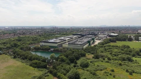 Aerial view of data center facility in London, United Kingdom. Stock Footage 337867093