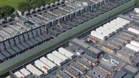 Aerial view of data center facility in London, United Kingdom. Stock Footage 337981550