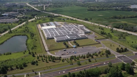 Aerial view of a data center facility in Volo, United States. Stock Footage 340335983