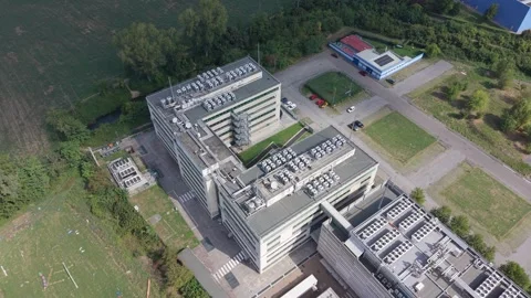 Aerial view of data center facility in Settimo Milanese, Italy. Stock Footage 345062190