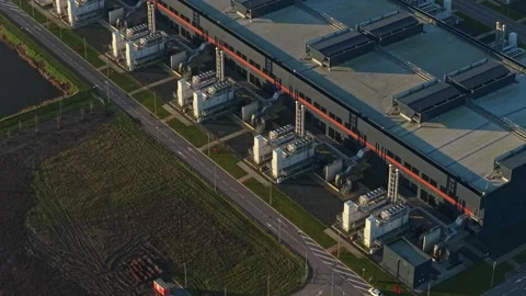 Aerial view of data center hub for cloud computing Video stock 331201367