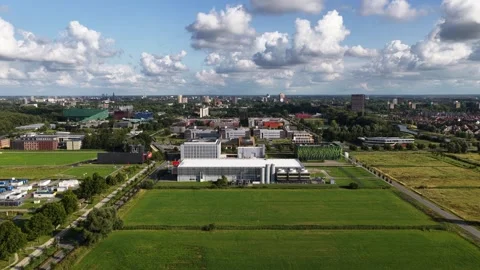 Aerial View of Data Center Infrastructure in Groningen Netherlands Stock Footage 325834293