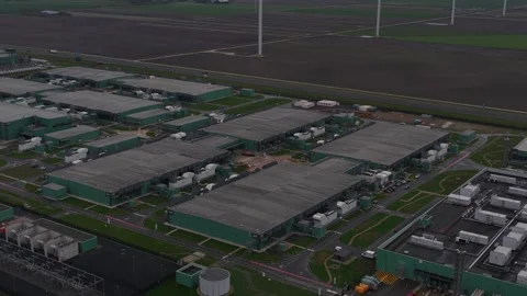 Aerial View of Data Center Infrastructure in Middenmeer Netherlands Stock Footage 328041598