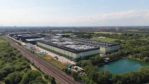 Aerial view of Data Center in London, United Kingdom. Stock Footage 337865065