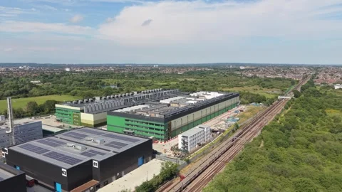 Aerial view of a data center in London, United Kingdom. Stock Footage 337982105