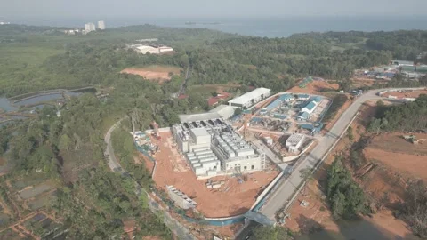 Aerial view of Data Center Nongsa Batam construction site, Indonesia. Stock Footage 339729592
