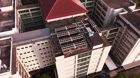 Aerial View of Data Center Rooftop Cooling Stock Footage 343966844