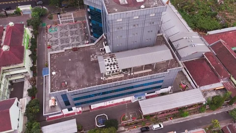 Aerial View of Data Center Rooftop Cooling Stock Footage 344087590