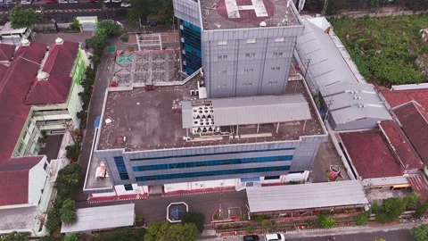 Aerial View of Data Center Rooftop Cooling Stock Footage 344087665