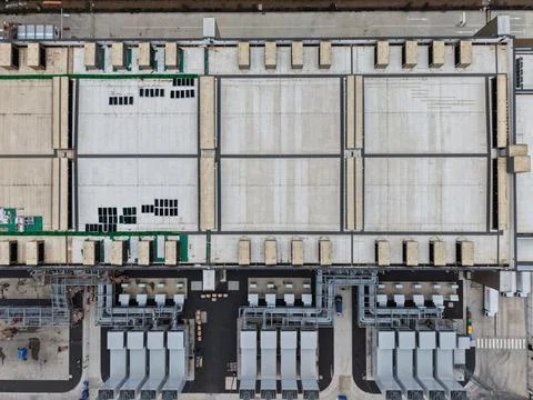 Aerial view of data center server infrastructure building Stock Photos