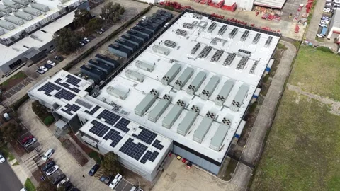 Aerial view of data center with solar panels Stock-Footage 340503172