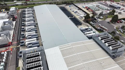 Aerial view of data center warehouse technology Stock Footage 340503365