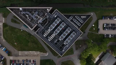 Aerial view of datacenter at Amsterdam Science Park with AI and cloud Stock Footage 340412503