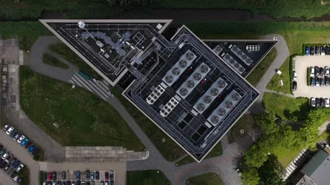 Aerial view of datacenter at Amsterdam Science Park with AI and cloud Stock Footage 340412864