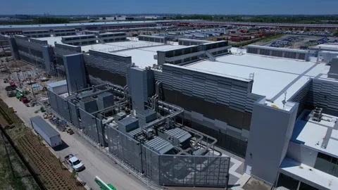 Aerial view of datacenter construction and secure cloud Infrastructure powe.. Vídeo Stock 336511885