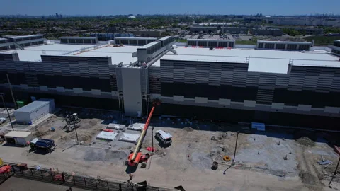 Aerial view of datacenter construction and secure cloud Infrastructure powe.. 库存影片 336511986