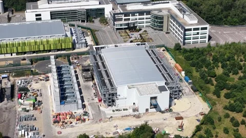 Aerial View of Datacentre AI and High Performance Computing Center near London 動画素材 344751505
