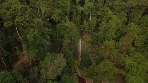 Aerial view of Datanla waterfall in Dalat, Lam Dong, Vietnam Stock Footage 130599170