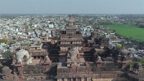 Aerial View of Datia Palace Bir Singh Deo Palace Madhya Pradesh Stock-Footage 343499939