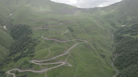 Aerial view of Datvisjvari pass. Khevsureti, Georgia Stock Footage 320098965