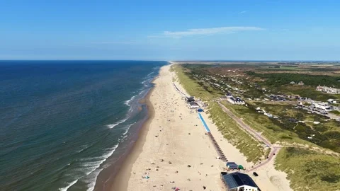 Aerial view of De Koog beach and town on Texel, the Netherlands Video stock 345054655