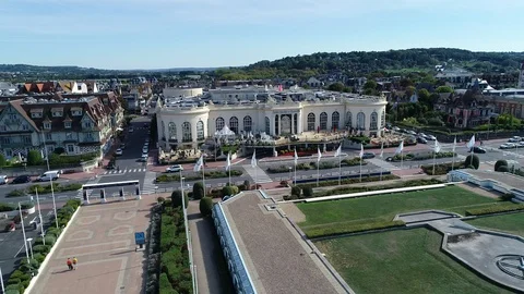 Aerial view of Deauville Stock Footage 95531953