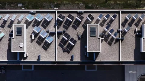 Aerial view of decentralized rooftop solar panels, Portugal. Stock Footage 332398672