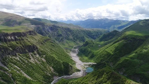 Aerial view. Deep gorge and river in bottom amazing canyon. Stock Footage 90974699