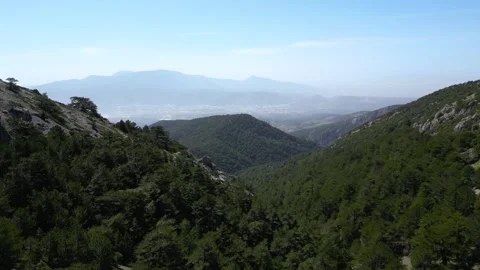 Aerial View of Deep Green Forest Valley on Spil Mountain Stock Footage 325792509