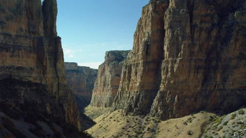 Aerial view deep inside Bighorn Canyon in northern Wyoming Stockbeeldmateriaal 266024322