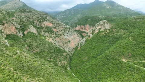 Aerial View of Deep Mountain Gorge in Mani, Greece Stock Footage 335644608