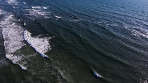 Aerial View of Deep Ocean Water With Rolling Waves Stock Footage 340837593