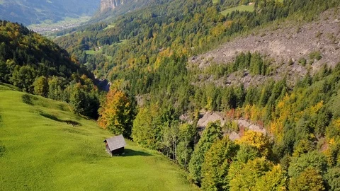 Aerial view of deep valley with wild river. Stock Footage 107085550
