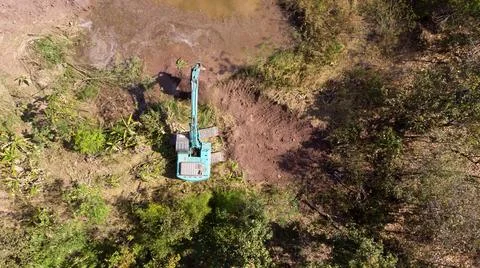 Aerial view of the deforestation. Stock Photos