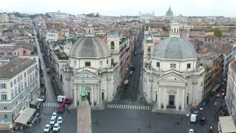 Aerial View of Via del Corso from Piazza del Popolo in Rome Stockbeeldmateriaal 304318368