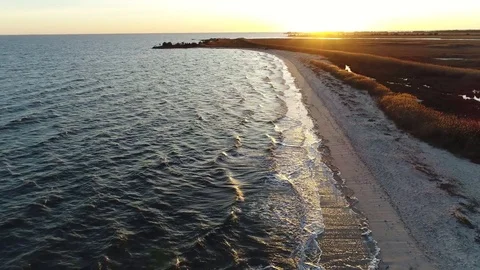 Aerial View of Delaware Bay Beach in New Jersey Stock Footage 74356136