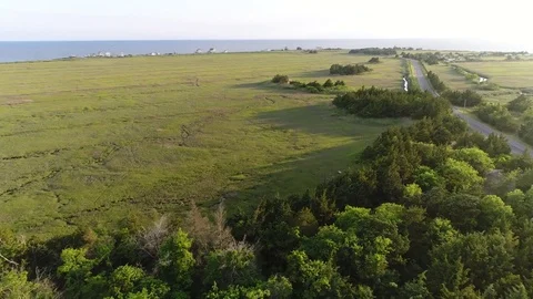 Aerial View of Delaware Bay Marsh in New Jersey Stock Footage 76855960