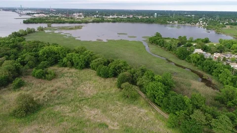 Aerial View Delaware River New Jersey Stock Footage 76453191